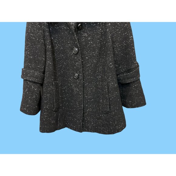 Lafayette 148 Black Wool Blend Button-Down Coat With Rolled Sleeves Size 8 - Picture 7 of 14